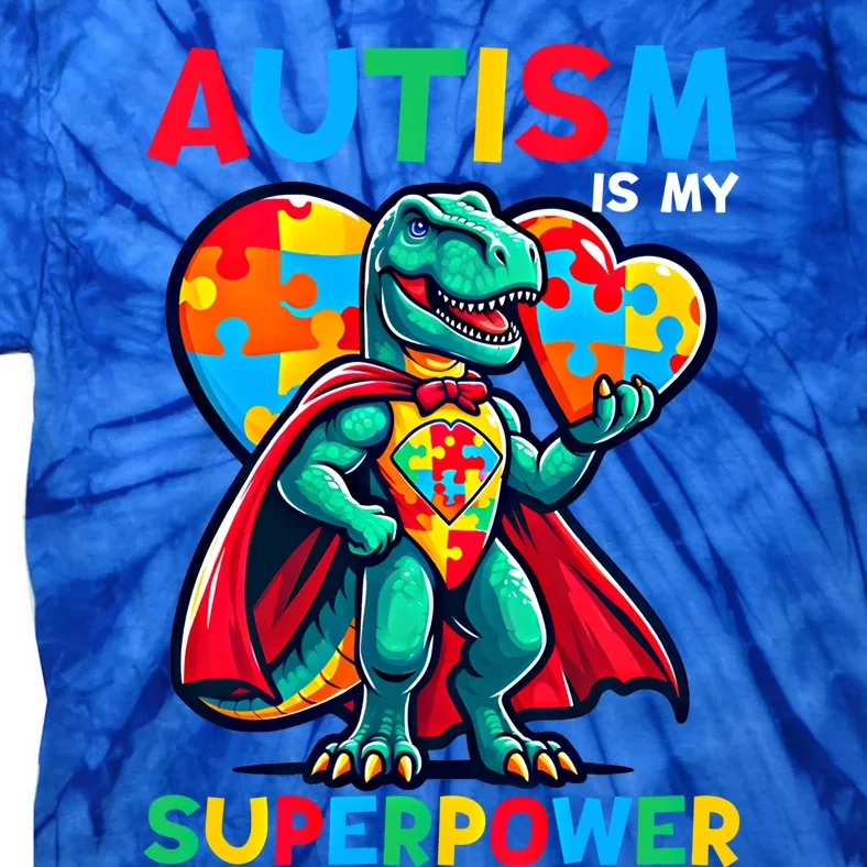 Autism Embrace Differences Dinosaur Trex Cute Puzzle Gift Tie-Dye T-Shirt