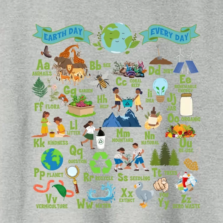 Alphabet Earth Day Every Day Abcs Save Planet Teacher Gift Women's Crop Top Tee