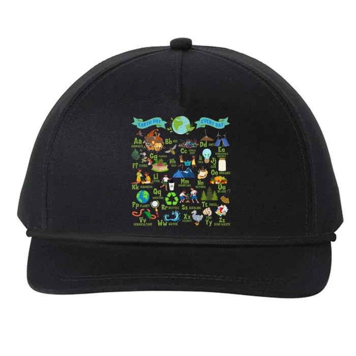 Alphabet Earth Day Every Day Abcs Save Planet Teacher Snapback Five-Panel Rope Hat