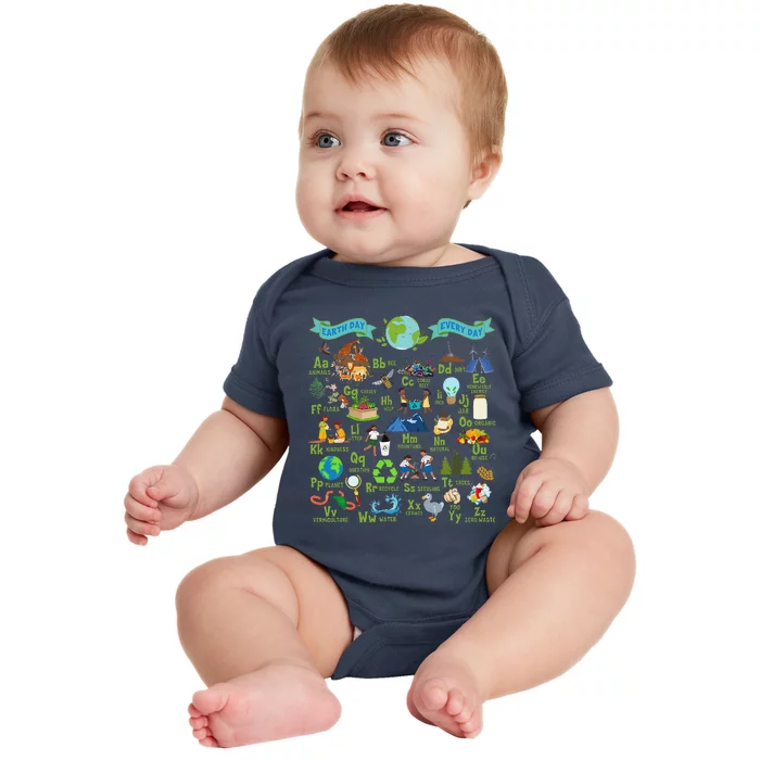 Alphabet Earth Day Every Day Abcs Save Planet Teacher Baby Bodysuit