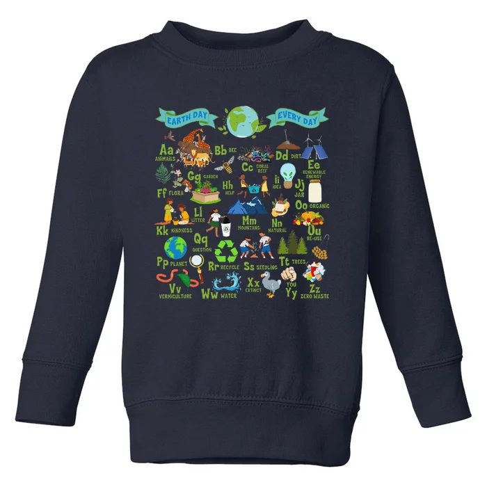 Alphabet Earth Day Every Day Abcs Save Planet Teacher Toddler Sweatshirt