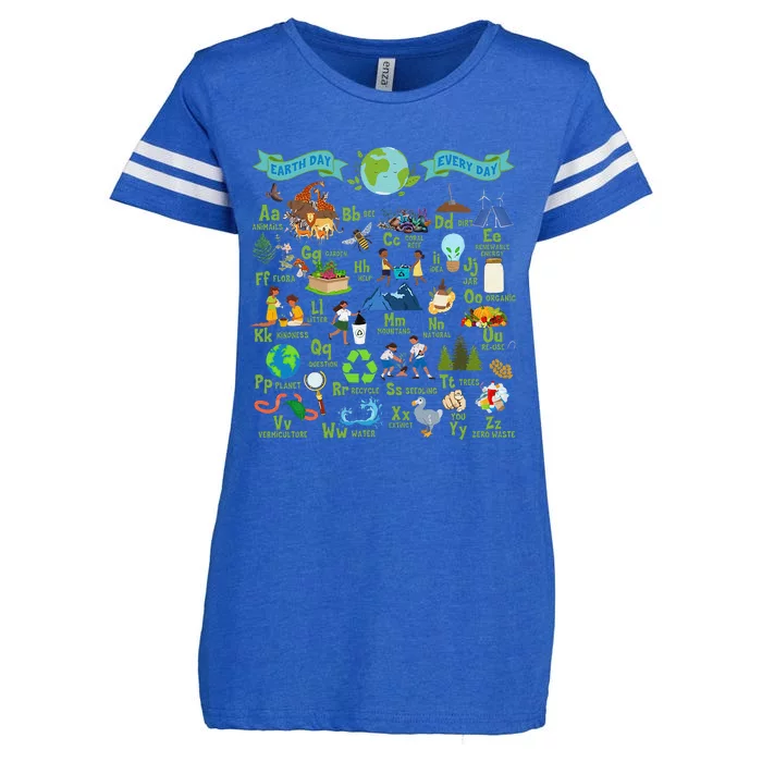 Alphabet Earth Day Every Day Abcs Save Planet Teacher Enza Ladies Jersey Football T-Shirt