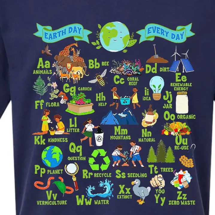 Alphabet Earth Day Every Day ABCs Save Planet Teacher Sueded Cloud Jersey T-Shirt