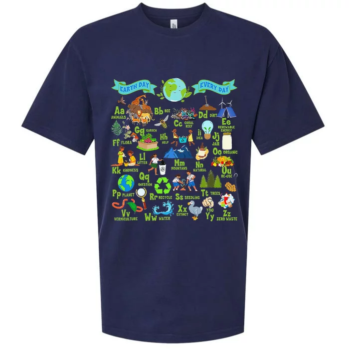 Alphabet Earth Day Every Day ABCs Save Planet Teacher Sueded Cloud Jersey T-Shirt