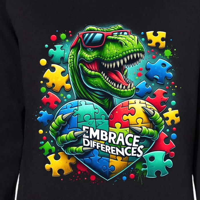 Autism Embrace Differences Dinosaur Trex Puzzle Gift Womens California Wash Sweatshirt