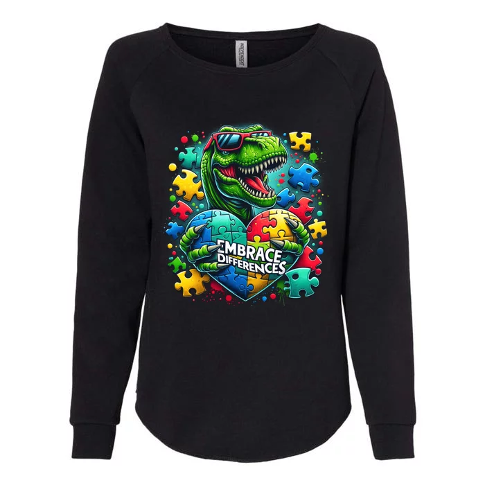 Autism Embrace Differences Dinosaur Trex Puzzle Gift Womens California Wash Sweatshirt