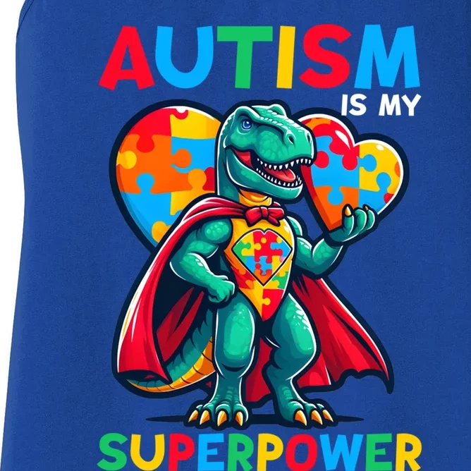 Autism Embrace Differences Dinosaur Trex Cute Puzzle Gift Women's Racerback Tank