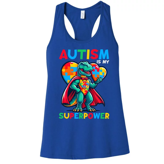 Autism Embrace Differences Dinosaur Trex Cute Puzzle Gift Women's Racerback Tank