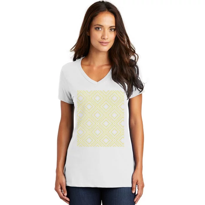 African Ethiopian Ethnic Simple Gold Patterns Women's V-Neck T-Shirt