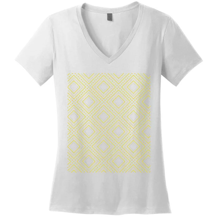 African Ethiopian Ethnic Simple Gold Patterns Women's V-Neck T-Shirt