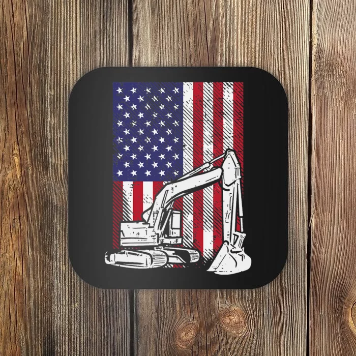 American Excavator Fourth 4th Of July Coaster