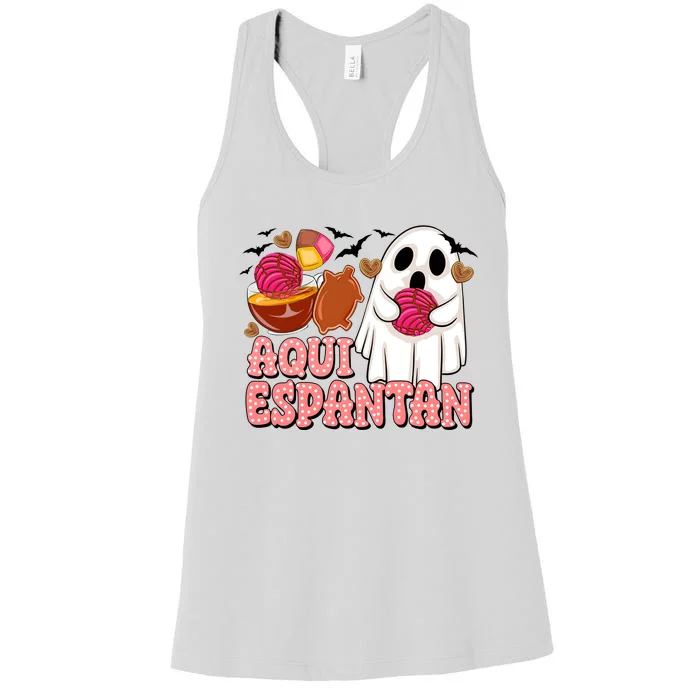 Aqui Espantan Funny Boo Ghoul Halloween Spooky Women's Racerback Tank