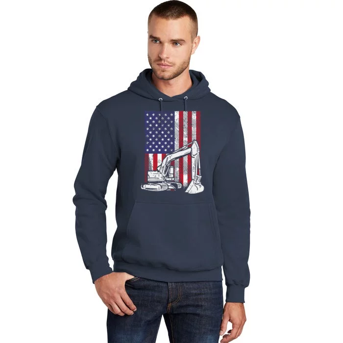 American Excavator Fourth 4th Of July Tall Hoodie