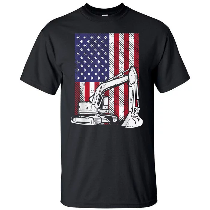 American Excavator Fourth 4th Of July Kids Tall T-Shirt