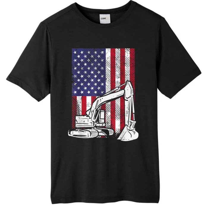 American Excavator Fourth 4th Of July Kids ChromaSoft Performance T-Shirt