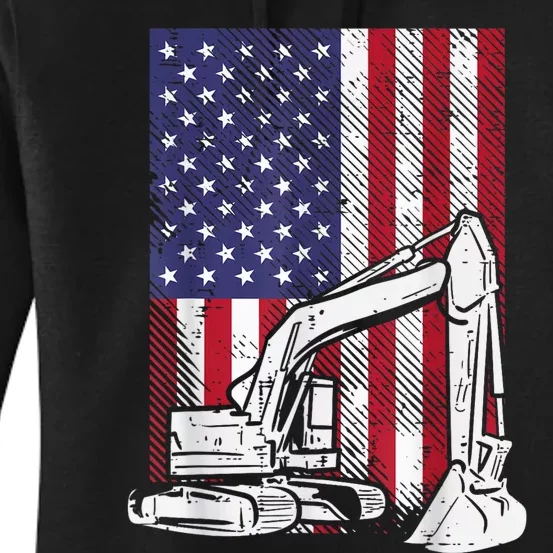 American Excavator Fourth 4th Of July Kids Women's Pullover Hoodie