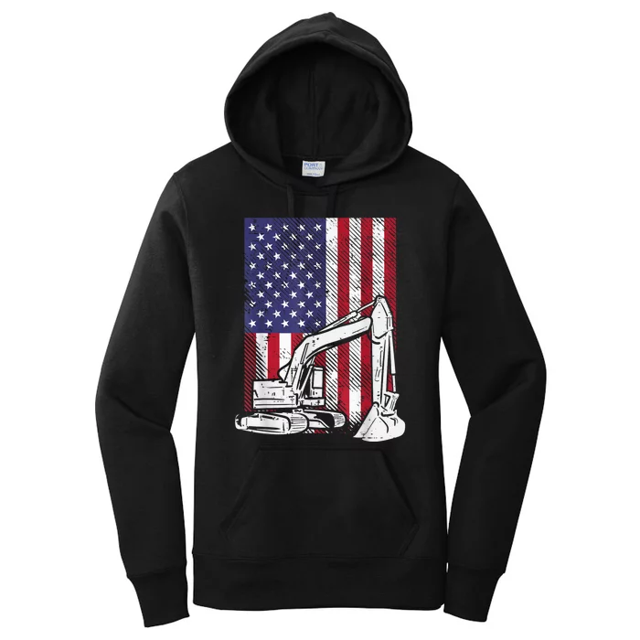 American Excavator Fourth 4th Of July Kids Women's Pullover Hoodie