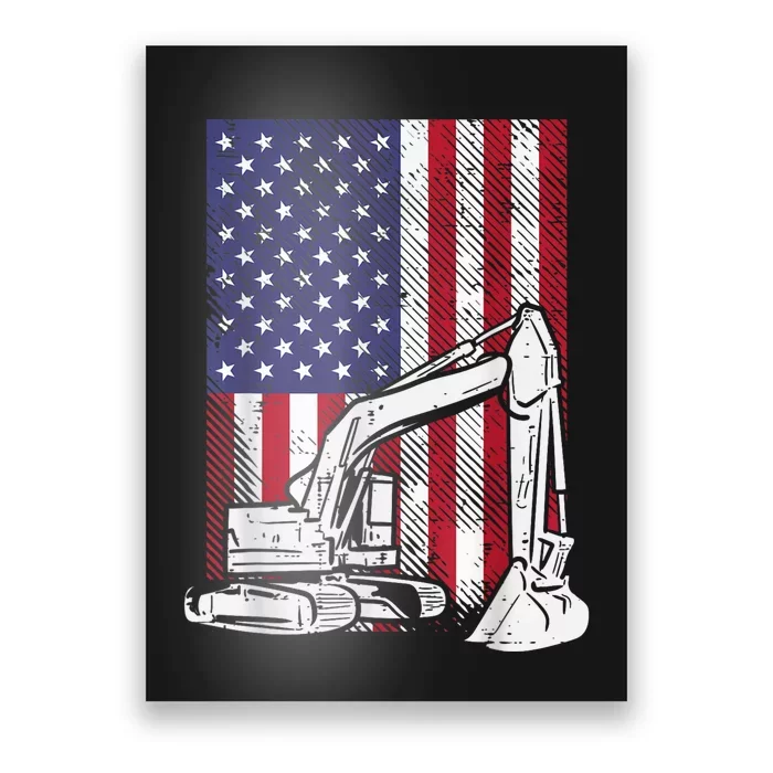 American Excavator Fourth 4th Of July Kids Poster