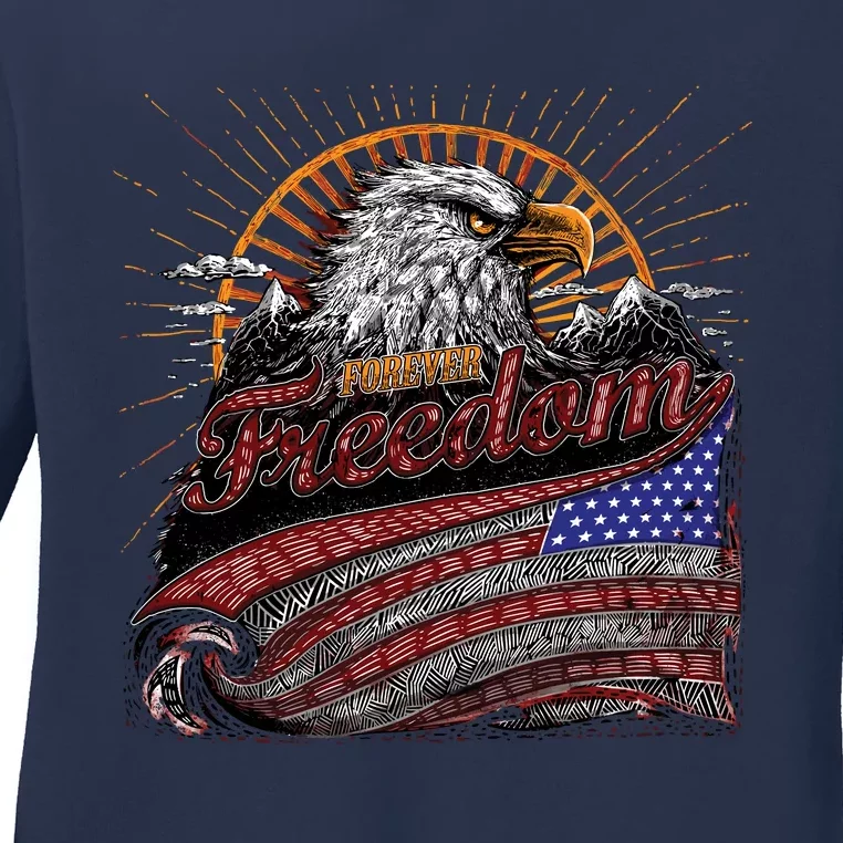 American Eagle Forever Freedom USA Ladies Long Sleeve Shirt