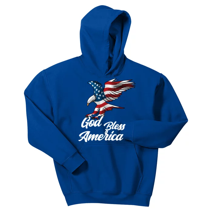 American Eagle God Bless America Funny Gift Kids Hoodie