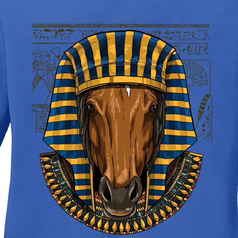 Ancient Egyptian Goddess Horse Pyramid Horse Lover Cow Gift Ladies Long Sleeve Shirt