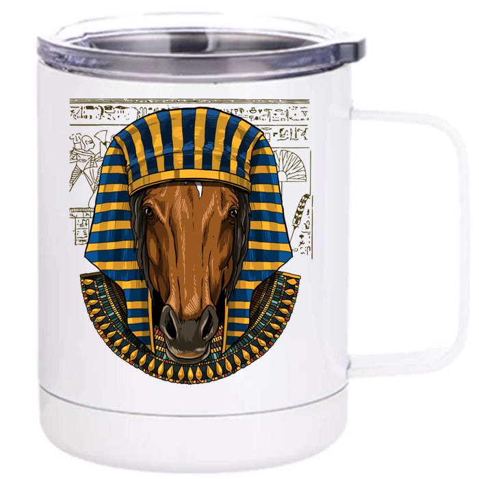 Ancient Egyptian Goddess Horse Pyramid Horse Lover Cow Gift Front & Back 12oz Stainless Steel Tumbler Cup