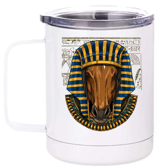 Ancient Egyptian Goddess Horse Pyramid Horse Lover Cow Gift Front & Back 12oz Stainless Steel Tumbler Cup