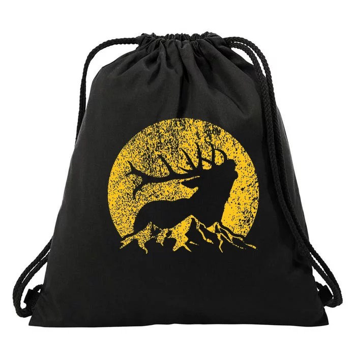 American Elk Hunter Dad Vintage Retro Bow Hunting Gift Drawstring Bag