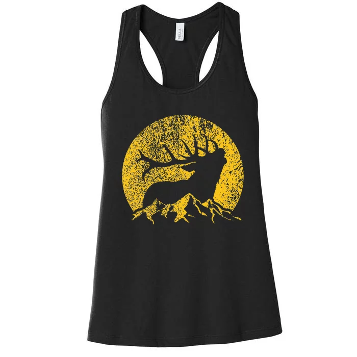 American Elk Hunter Dad Vintage Retro Bow Hunting Gift Women's Racerback Tank