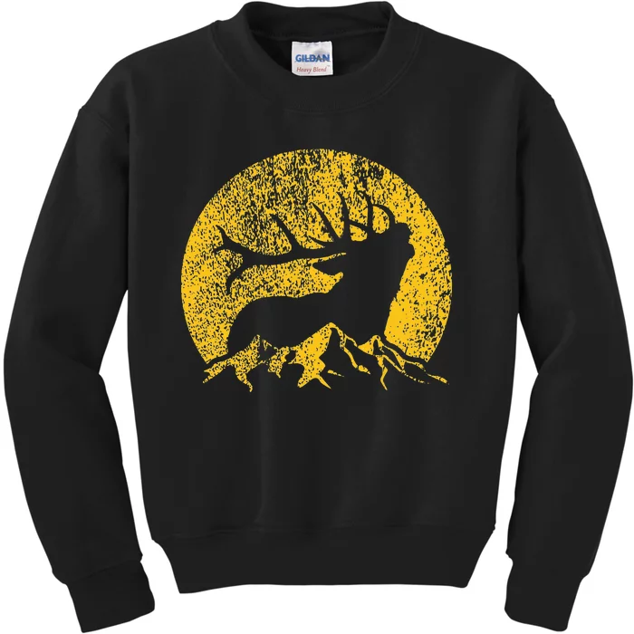 American Elk Hunter Dad Vintage Retro Bow Hunting Gift Kids Sweatshirt