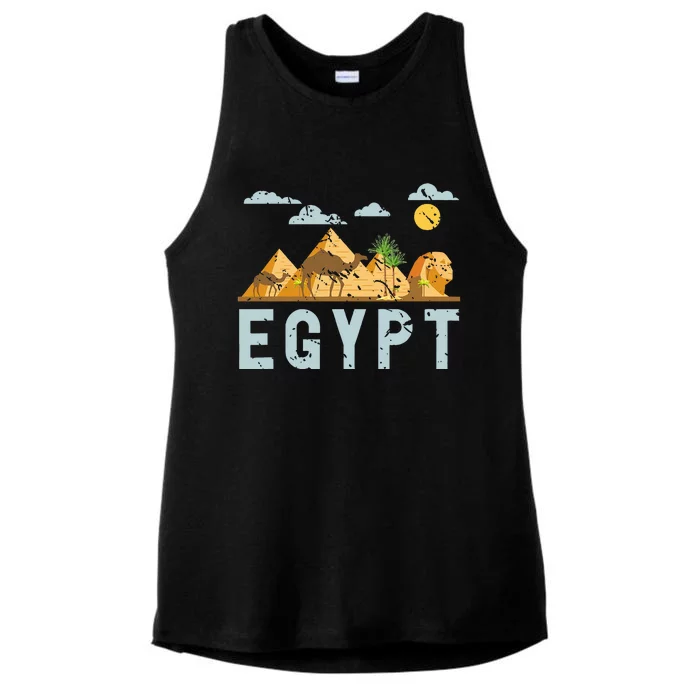 Africa Egyptian Hieroglyphics Cairo Egypt Ladies Tri-Blend Wicking Tank