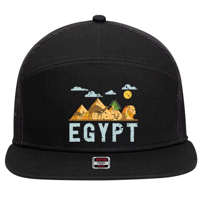 Africa Egyptian Hieroglyphics Cairo Egypt 7 Panel Mesh Trucker Snapback Hat