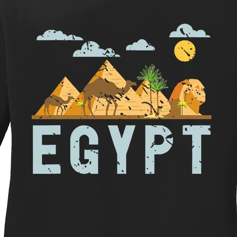 Africa Egyptian Hieroglyphics Cairo Egypt Ladies Long Sleeve Shirt