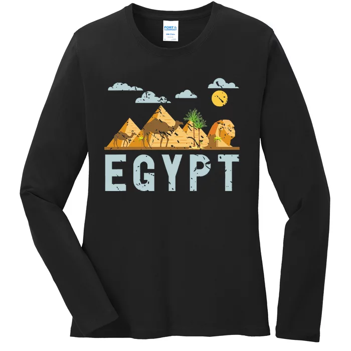 Africa Egyptian Hieroglyphics Cairo Egypt Ladies Long Sleeve Shirt