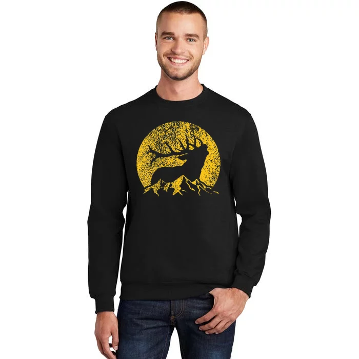 American Elk Hunter Dad Vintage Retro Bow Hunting Gift Tall Sweatshirt