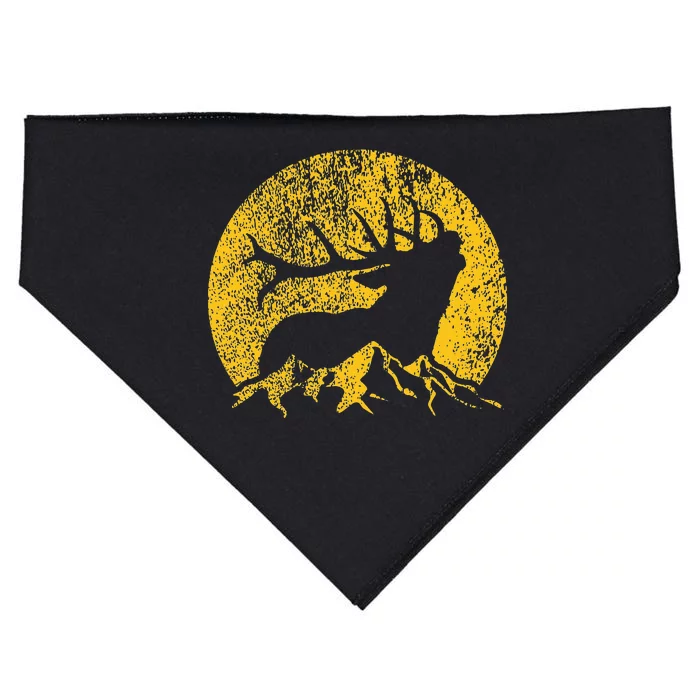 American Elk Hunter Dad Vintage Retro Bow Hunting Gift USA-Made Doggie Bandana