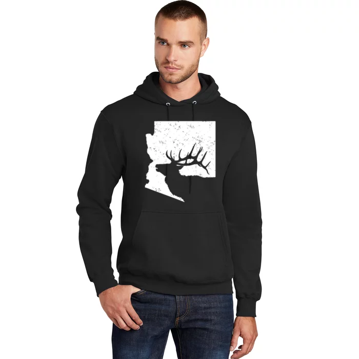 Arizona Elk Hunting Bull Elk Az State Shape Hoodie