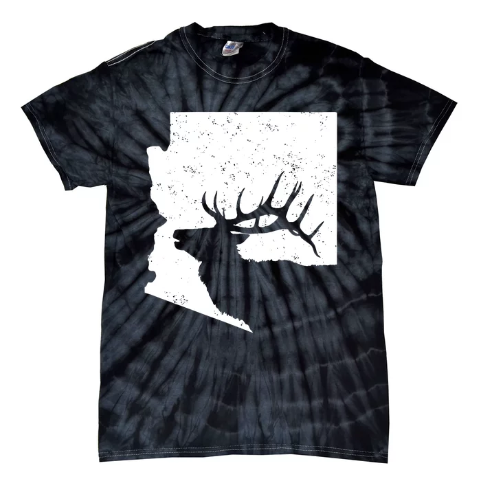 Arizona Elk Hunting Bull Elk Az State Shape Tie-Dye T-Shirt