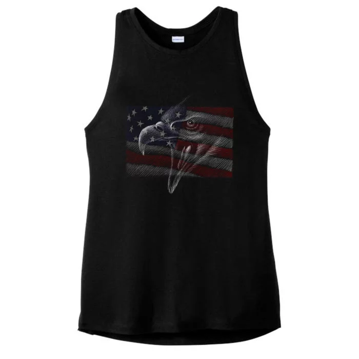 American Eagle Illustration Art Ladies Tri-Blend Wicking Tank