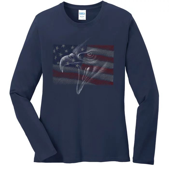 American Eagle Illustration Art Ladies Long Sleeve Shirt