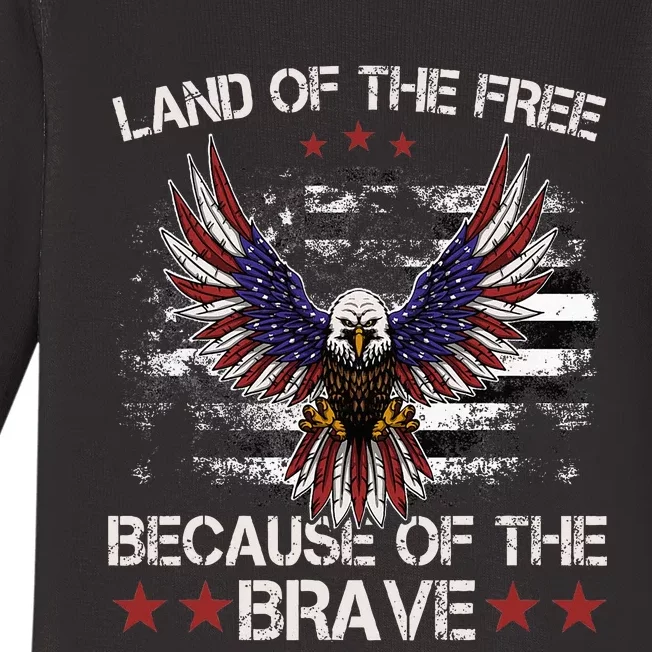 America Eagle Land Of The Free Because Of The Brave Baby Long Sleeve Bodysuit