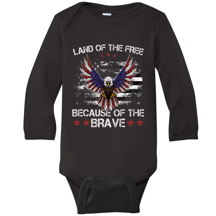 America Eagle Land Of The Free Because Of The Brave Baby Long Sleeve Bodysuit