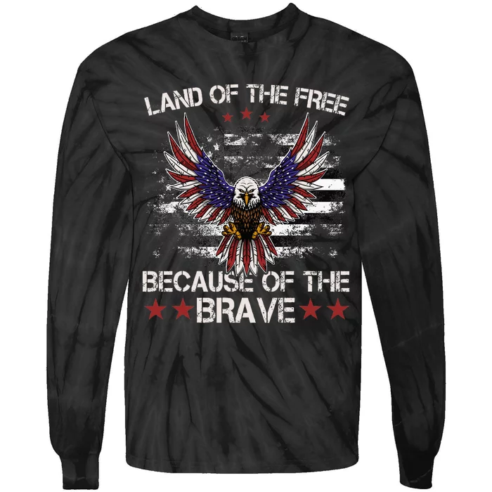 America Eagle Land Of The Free Because Of The Brave Tie-Dye Long Sleeve Shirt