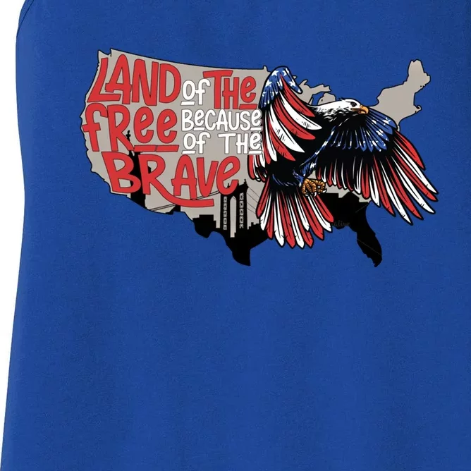 American Eagle Land Of Free Because Of The Brave 4th Of July Gift Women's Racerback Tank