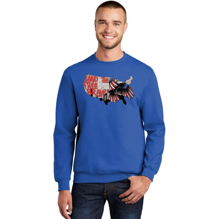 American Eagle Land Of Free Because Of The Brave 4th Of July Gift Tall Sweatshirt