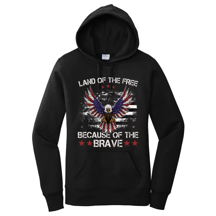 America Eagle Land Of The Free Because Of The Brave Women's Pullover Hoodie