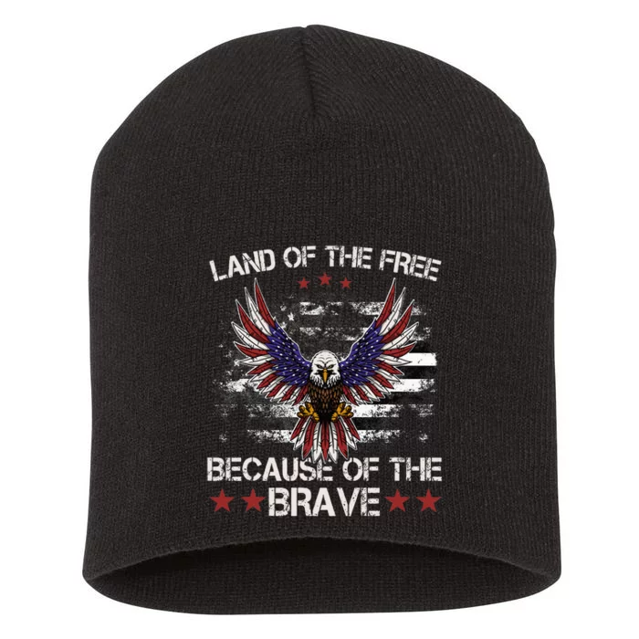 America Eagle Land Of The Free Because Of The Brave Short Acrylic Beanie