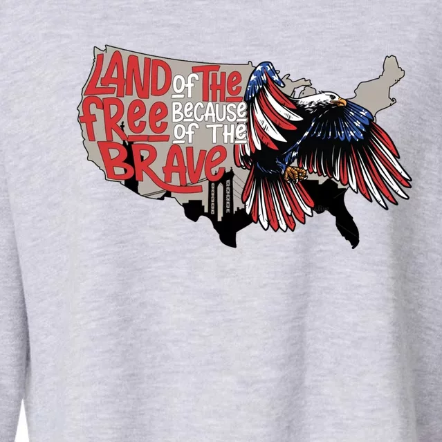 American Eagle Land Of Free Because Of The Brave 4th Of July Funny Gift Cropped Pullover Crew