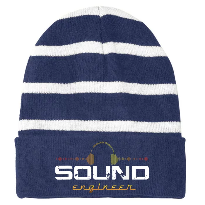 Audio Engineer Music Production Sound Engineer Disc Jockey Striped Beanie with Solid Band