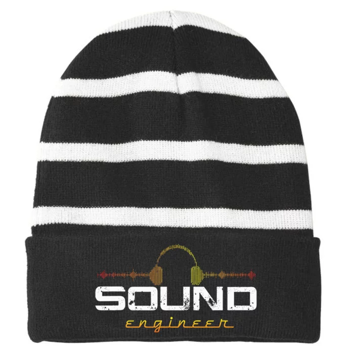 Audio Engineer Music Production Sound Engineer Disc Jockey Striped Beanie with Solid Band